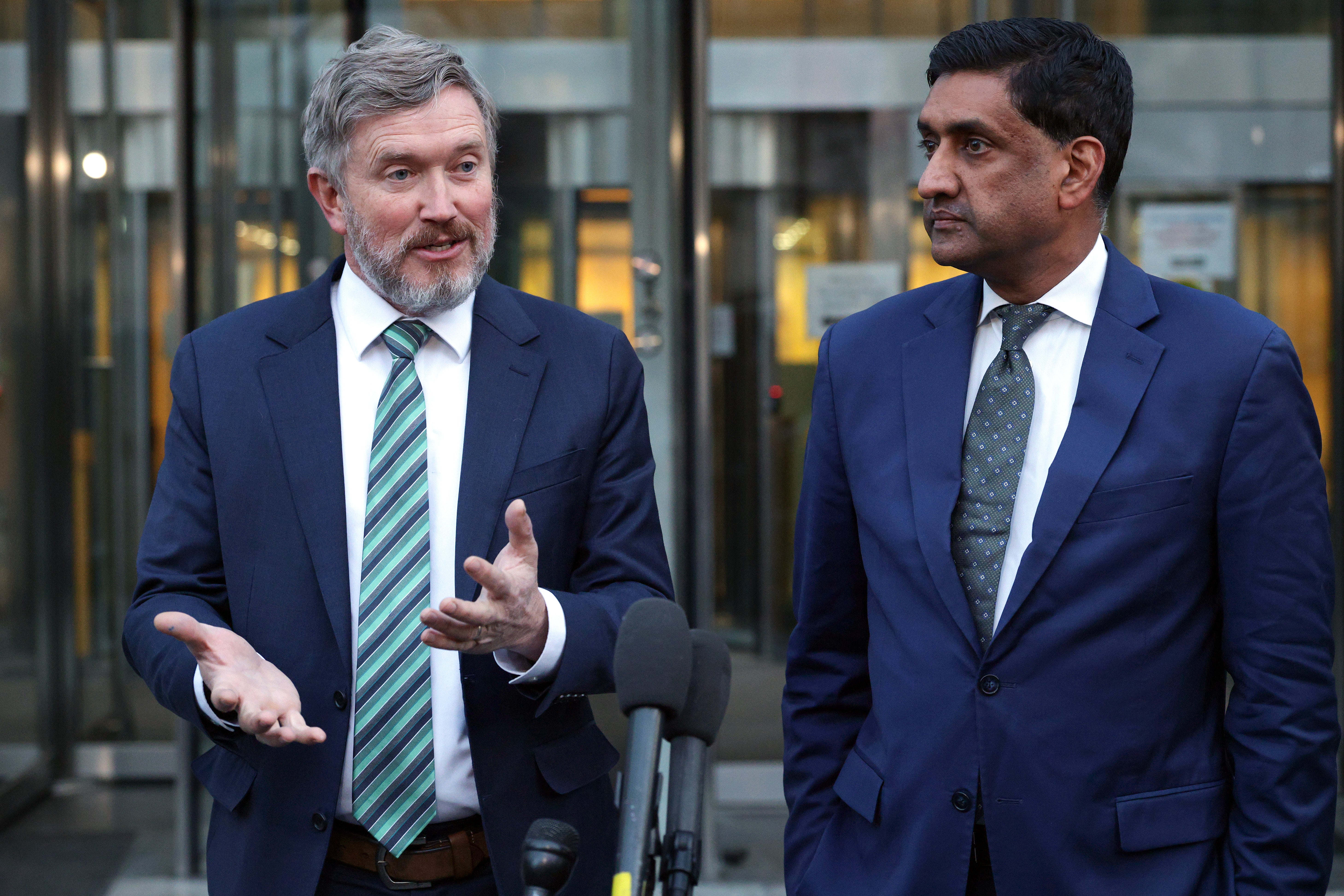 Reps Massie (left) and Khanna have railed against the Justice Department for improperly redacting names of people associated with Epstein and Maxwell