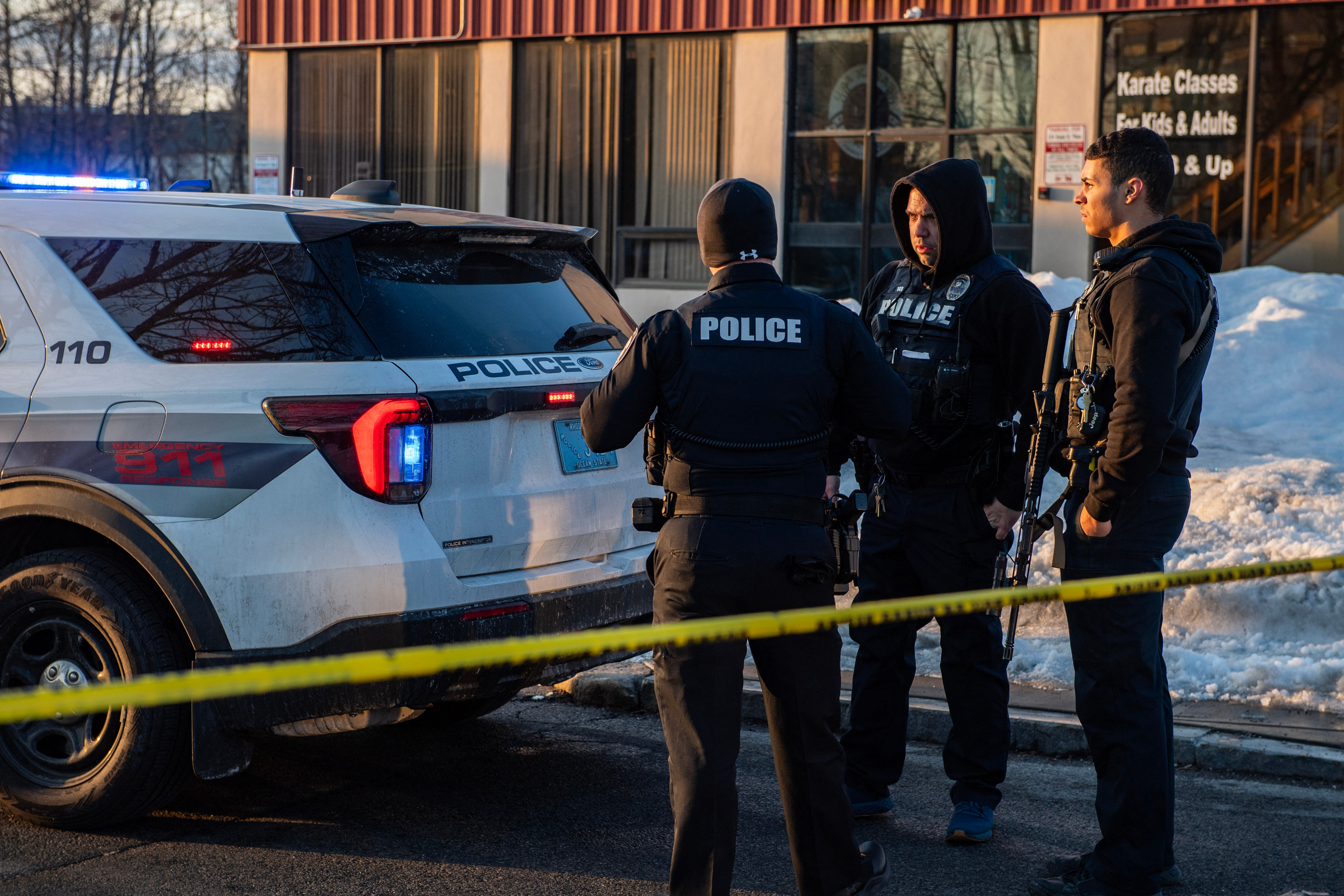 Police have already interviewed 100 people as they investigate the fatal shooting at a Rhode island hockey rink.